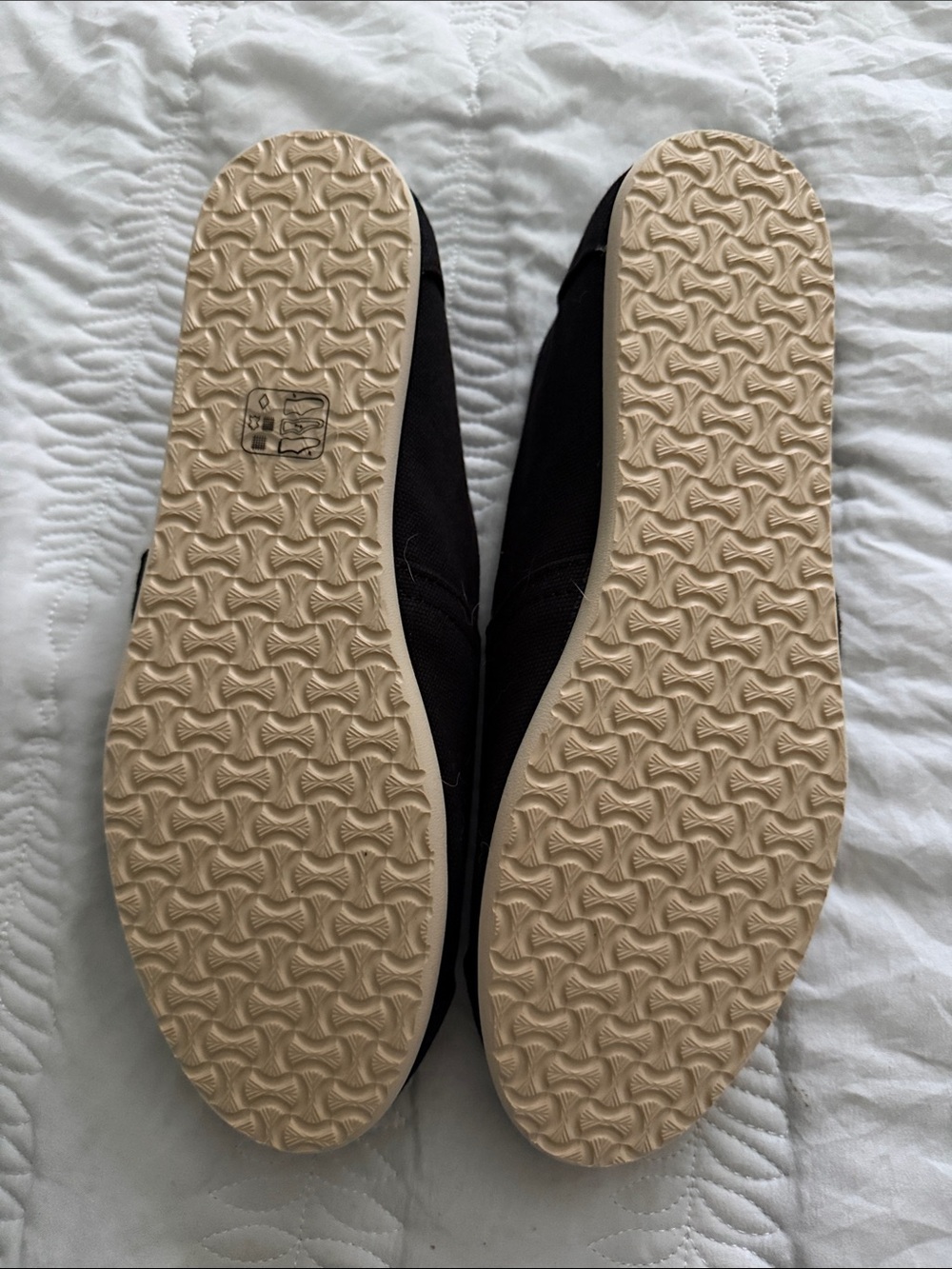 Toms Black Canvas Slip-On Flats with Patterned Lining - Picture 2 of 3